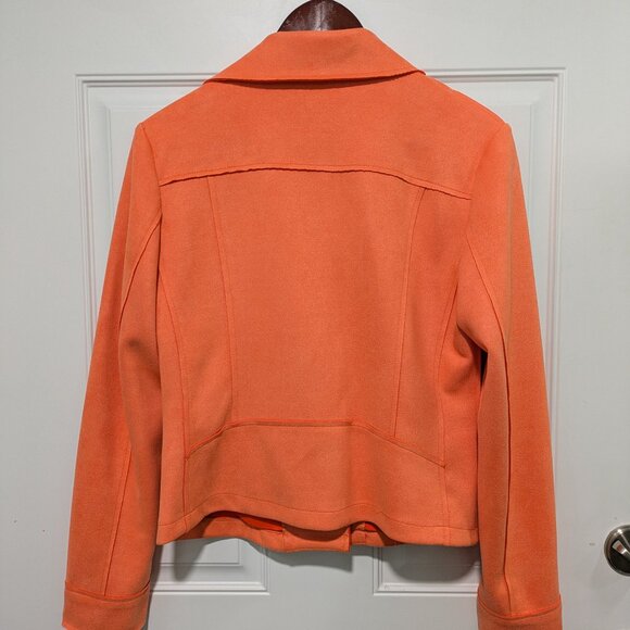 Frank Lyman Orange Knit Suede Moto Jacket Size Medium - Picture 5 of 5